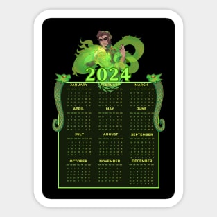 2024 New Year Green Earth Dragon Calendar with Jess Sticker